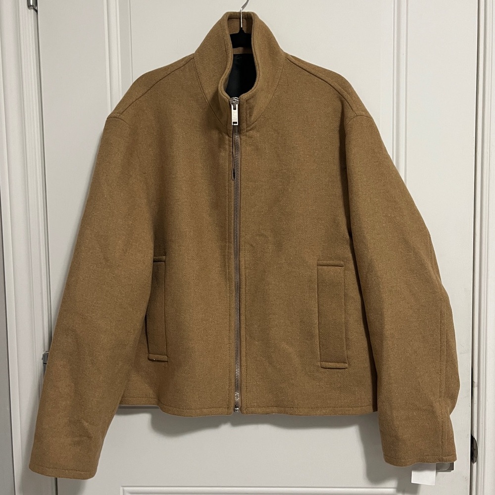 Zara Men's Stand Collar Zip Wool Blended Jacket - Size L